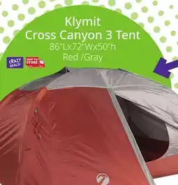 Ocean State Job Lot Klymit Cross Canyon 3 Tent Red/Gray offer