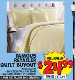 Ollie's FULL/QUEEN FAMOUS RETAILER QUILT BUYOUT offer