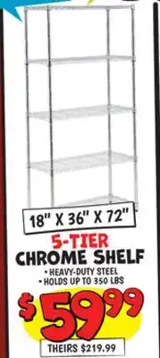 Ollie's 18 X 36 X 72 5-TIER CHROME SHELF offer