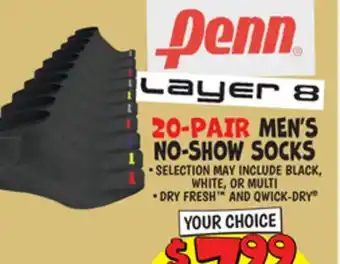 Ollie's 20-PAIR MEN'S NO-SHOW SOCKS offer