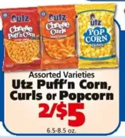 Save a Lot Utz puff'n corn, curls or popcorn offer