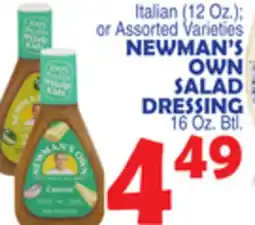 Bravo Supermarkets NEWMAN'S OWN SALAD DRESSING 16 Oz. Btl offer