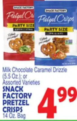 Bravo Supermarkets SNACK FACTORY PRETZEL CRISPS 14 Oz. Bag offer