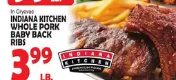 Bravo Supermarkets INDIANA KITCHEN WHOLE PORK BABY BACK RIB offer