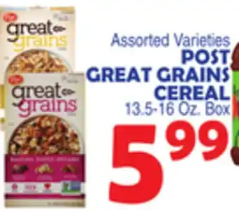Bravo Supermarkets POST GREAT GRAINS CEREAL offer