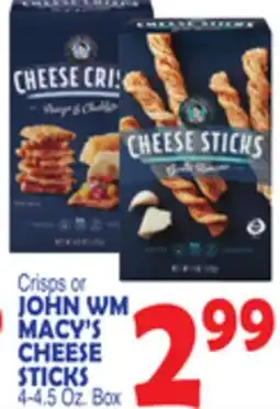 Bravo Supermarkets JOHN WM MACY'S CHEESE STICKS offer