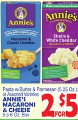 Bravo Supermarkets ANNIE'S MACARONI & CHEESE 5.5-6 Oz. Box offer