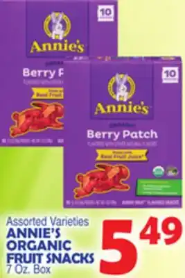 Bravo Supermarkets ANNIE'S ORGANIC FRUIT SNACKS offer
