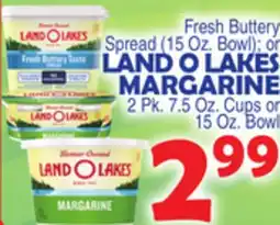 Bravo Supermarkets LAND O LAKES MARGARINE 2 PK. 7.5 OZ. CUPS OR 15 OZ. BOWL offer