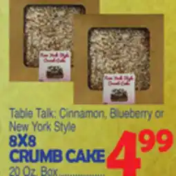 Bravo Supermarkets TABLE TALK 8X8 CRUMB CAKE offer