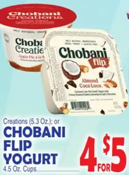 Bravo Supermarkets CHOBANI FLIP YOGURT 4.5 Oz. Cups offer