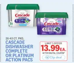 Kings Food Markets CASCADE DISHWASHER COMPLETE OR PLATINUM ACTION PACS offer