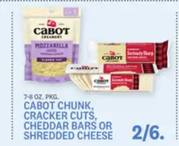 Kings Food Markets CABOT CHUNK, CRACKER CUTS, CHEDDAR BARS OR SHREDDED CHEESE offer