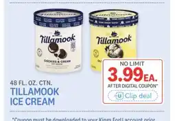 Kings Food Markets TILLAMOOK ICE CREAM offer