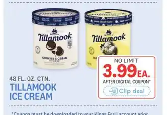 Kings Food Markets TILLAMOOK ICE CREAM offer