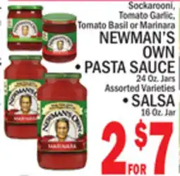 C Town NEWMAN'S OWN PASTA SAUCE 24 Oz. Jars SALSA 16 Oz. Jar offer