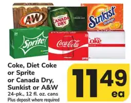 ACME Coke, Diet Coke or Sprite or Canada Dry, Sunkist or A & W offer