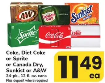 ACME Coke, Diet Coke or Sprite or Canada Dry, Sunkist or A & W offer