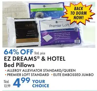 Boscov's EZ DREAMS & HOTEL Bed Pillows offer