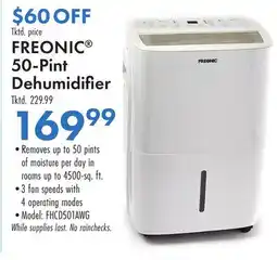 Boscov's FREONIC 50-Pint Dehumidifier offer
