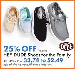 Boscov's HEY DUDE Shoes for the Family offer