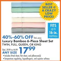 Boscov's Luxury Bamboo 6-Piece Sheet Set offer