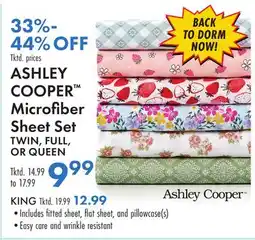Boscov's ASHLEY COOPER Microfiber Sheet Set offer