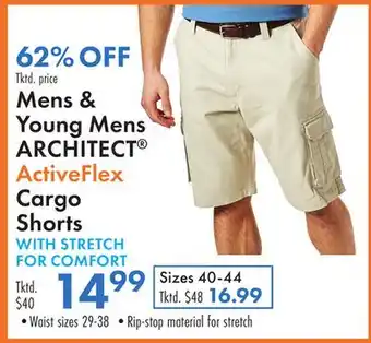 Boscov's Mens & Young Mens ARCHITECT ActiveFlex Cargo Shorts WITH STRETCH FOR COMFORT offer
