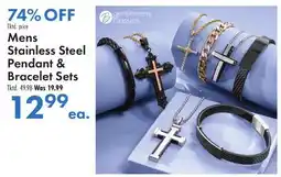 Boscov's Mens Stainless Steel Pendant & Bracelet Sets offer
