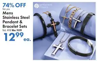 Boscov's Mens Stainless Steel Pendant & Bracelet Sets offer