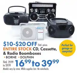 Boscov's ENTIRE STOCK CD, Cassette, & Radio Boomboxes offer