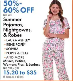 Boscov's Summer Pajamas, Nightgowns, & Robes offer