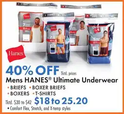 Boscov's Mens HANES Ultimate Underwear offer