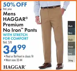 Boscov's Mens HAGGAR Premium No Iron Pants WITH STRETCH offer
