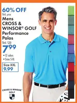Boscov's Mens CROSS & WINSOR GOLF Performance Polos offer