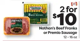 Weis Markets Nathan's Beef Franks or Premio Sausage offer