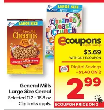 Weis Markets General Mills Large Size Cereal offer