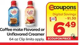 Weis Markets Coffee mate Flavored or Unflavored Creamer offer
