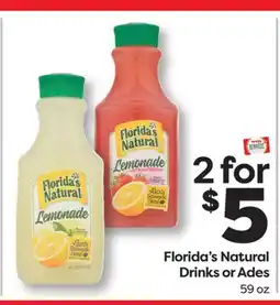 Weis Markets Florida's Natural Drinks or Ades offer