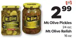 Weis Markets Mt Olive Pickles 24 oz Mt Olive Relish 16 oz offer