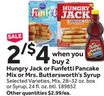 Stop&Shop Hungry Jack or Funfetti Pancake Mix or Mrs. Buttersworth's Syrup offer