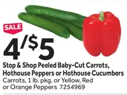 Stop&Shop Baby-Cut Carrots, Hothouse Peppers or Hothouse Cucumbers offer