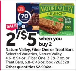 Stop&Shop Nature Valley, Fiber One or Treat Bars offer
