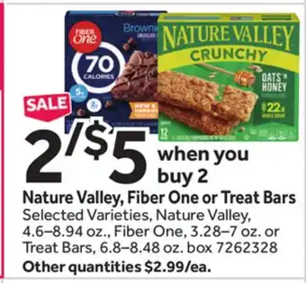 Stop&Shop Nature Valley, Fiber One or Treat Bars offer