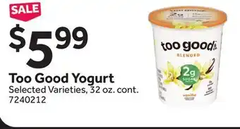 Stop&Shop Too Good Yogurt offer