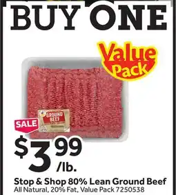 Stop&Shop Stop & Shop 80% Lean Ground Beef offer