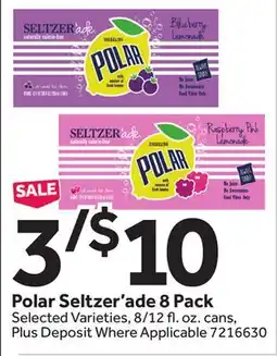 Stop&Shop Polar Seltzer'ade 8 Pack offer