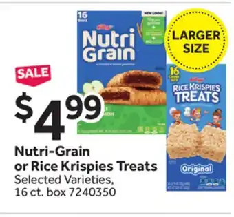 Stop&Shop Nutri-Grain or Rice Krispies Treats offer