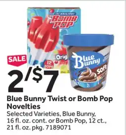 Stop&Shop Blue Bunny Twist or Bomb Pop Novelties offer