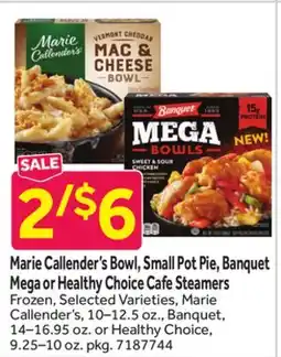 Stop&Shop Marie Callender's Bowl, Small Pot Pie, Banquet Mega or Healthy Choice Cafe Steamers offer